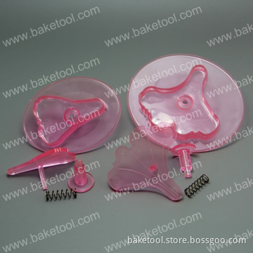 Plastic 2pcs Surfinia Cake Fondant Plunger Cutter Cookie Cutter Mold Set in Transparent Pink